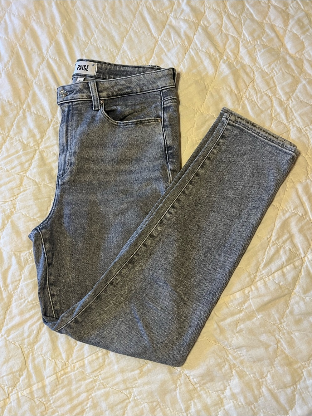 PAIGE Gray High-Rise Skinny Jeans